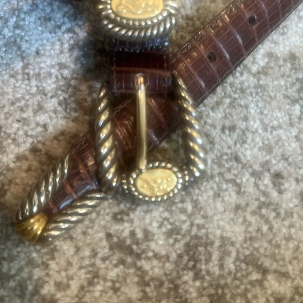 Brighton Brown Alligator Embossed Leather Belt L